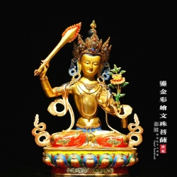 鎏金彩绘文殊菩萨-68cm