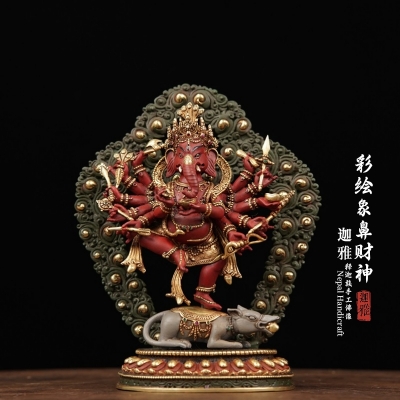 彩绘象鼻财神-18cm