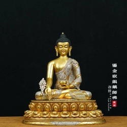 鎏金嵌银药师佛-36cm